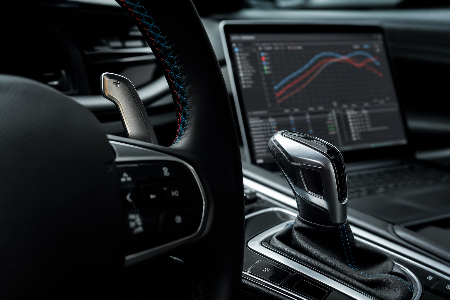 DSG gearbox selector and paddle shift illustrating gearbox remap shift logic and driveability