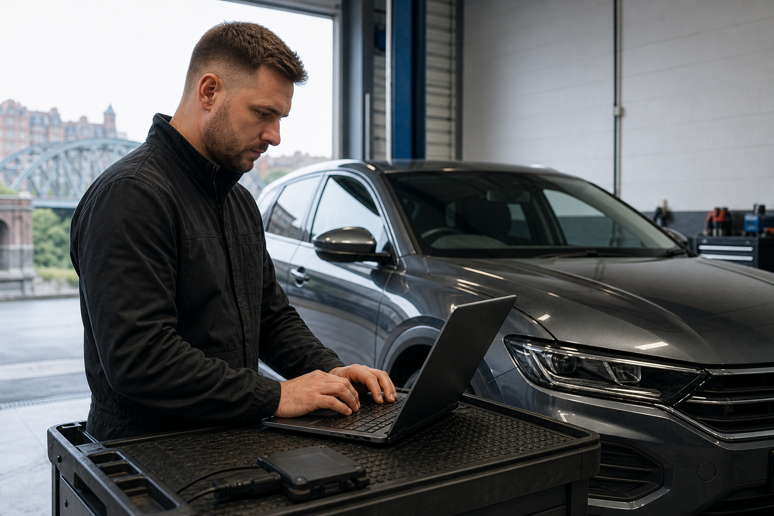 Technician assessing the factors that determine ECU remapping cost in Sunderland