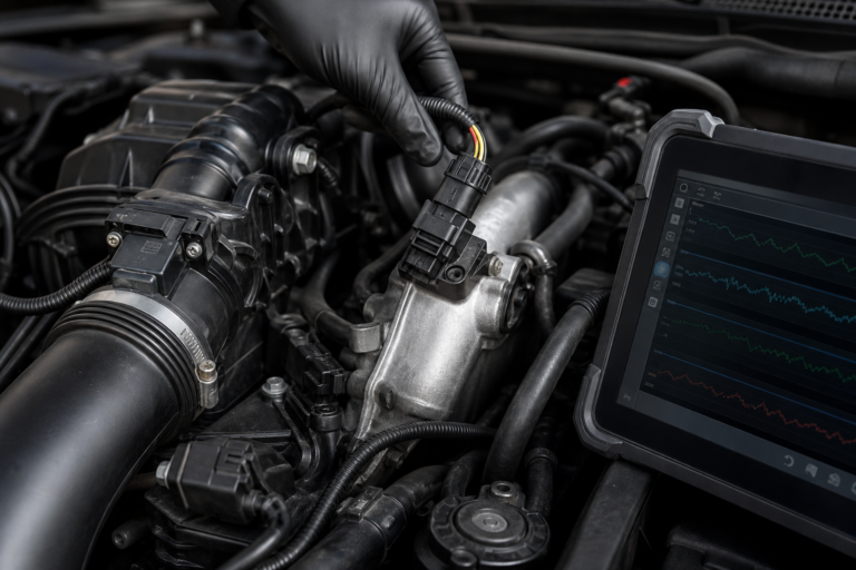 Engine bay and ECU diagnostic data illustrating sensors used during ECU remapping